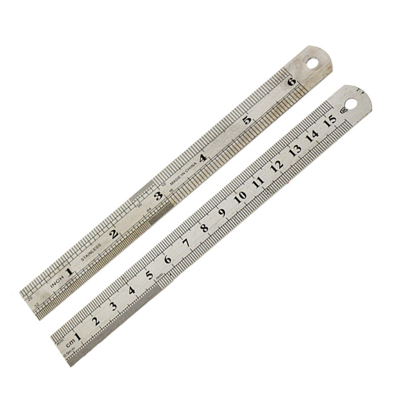 Righello in acciaio inossidabile da 15cm 6 pollici che misura lo strumento dritto a doppio lato per il regalo dei bambini dell'ufficio scolastico