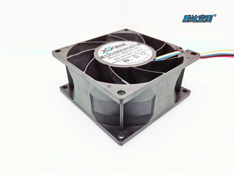Xinruilian-Duplo Ball Bearing Fan, Função de Controle de Temperatura Alarme, 8038, 12V, 0,45A, 8cm, 80x80x38mm, RGL8038B1