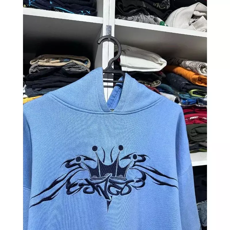 Amerykański, nowy haft uliczny z kapturem luźna bluza mężczyzn Y2k Hip-hop Retro Harajuku gotycka codzienna bluzy z kapturem Unisex Streetwear