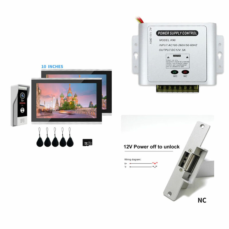 Sistema de Control de Acceso RFID para el hogar, intercomunicador con vídeo, Wifi, 1080p, 10 pulgadas, Tuya, Smart Home, Doorphone, Villa, apartamento