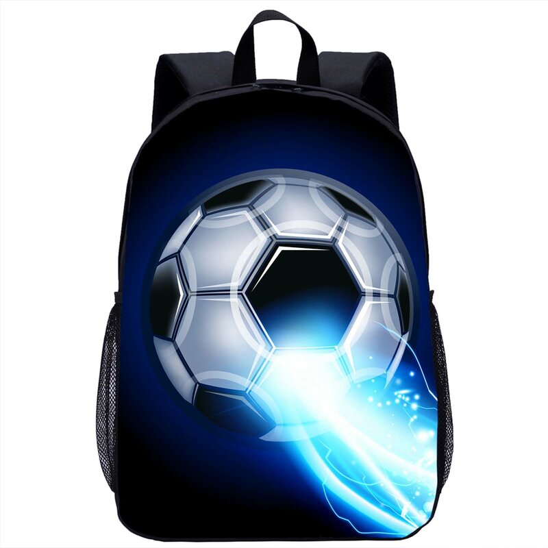 3D Futebol Padrão Mochila para Meninas e Meninos, Mochila Escolar, Mochila Casual, Laptop Bag, Mochila de Armazenamento, Criativo