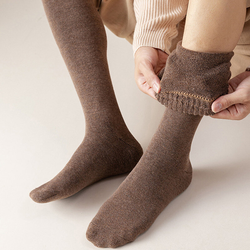 EU38-45 długie nogi zimowe męskie pogrubione wełniane skarpety popularna termiczna ręcznik kompresyjny wysokie skarpety wygodne ciepłe buty na łydki