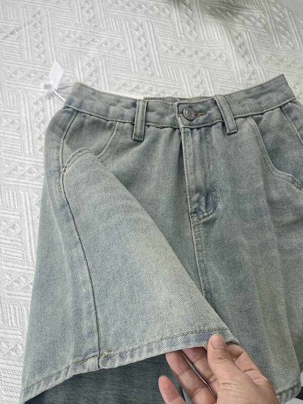 Short en jean bleu taille haute pour femme, short baggy pour femme, mode coréenne, décontracté, sexy, été, Y2K, 2023