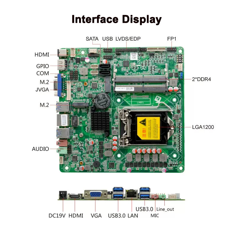 Motherboard mini-itx, Intel H410 Chipset LGA1200 i3 i5 i7 generasi ke-10 Dual DDR4 Slot M.2 PS/2 satu LAN Industrial AIO PC Mainboard
