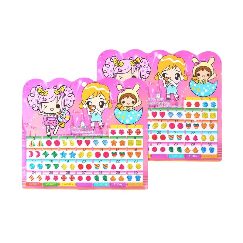 60 buah indah anak-anak laki-laki perempuan stiker anting kartun hadiah stiker kristal telinga hadiah tongkat TK wajah stiker