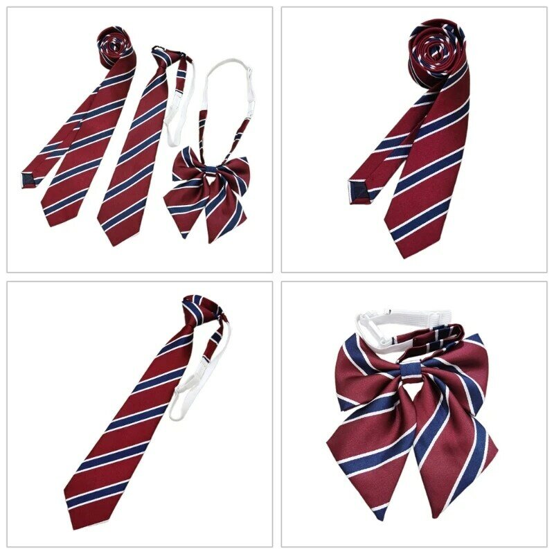 652F 1 pièce/3 pièces cravates rayées pour femmes, cravate britannique pour uniforme, cravate pour fille