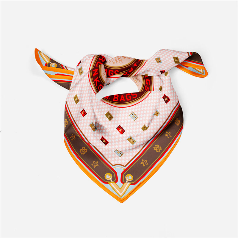 Sciarpe di seta donna piccola sciarpa quadrata 21 "x 21" fazzoletto da collo leggero traspirante stampato 53CM