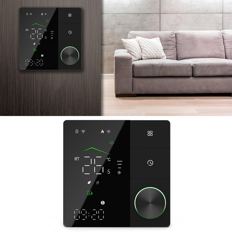 Inteligente interruptor de controle termostato com parafusos botão, WiFi Voice Device, Smart Life App Control, Acessórios Melhoria Home