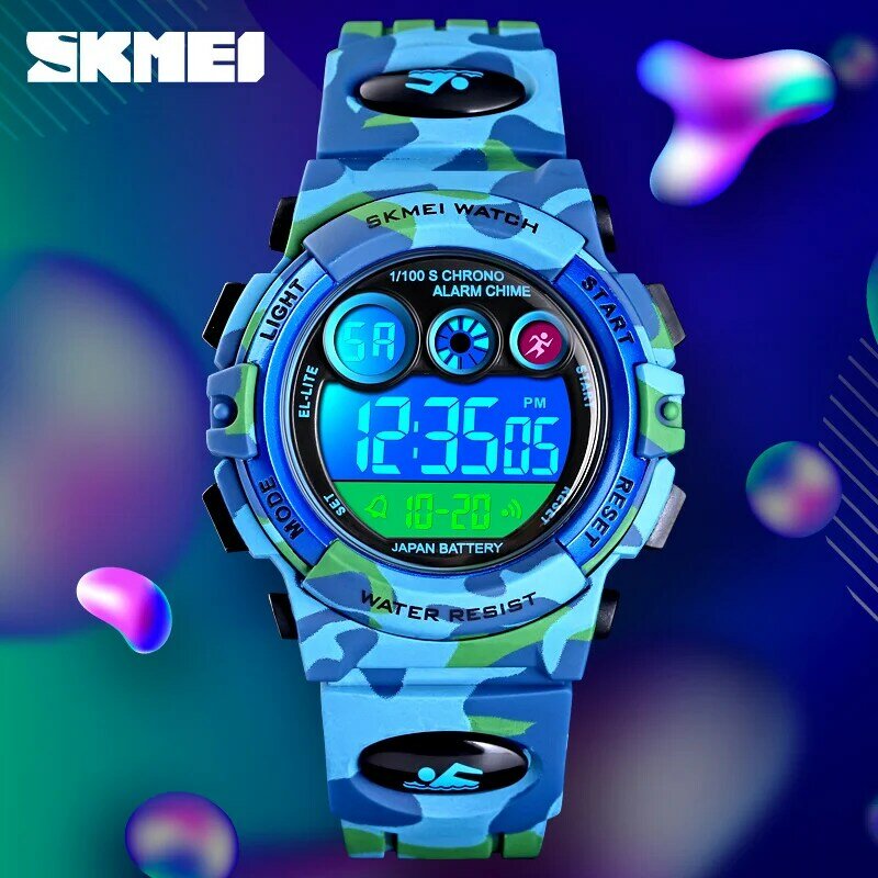 SKMEI นาฬิกาสปอร์ตเด็ก1547, นาฬิกาสปอร์ตเด็กกันน้ำ50เมตร LED + ไฟ EL