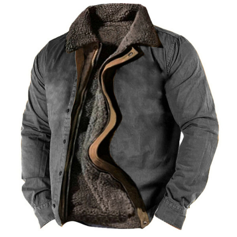 Coat Heavy Jackets For Men Winter Coat 2023 Men'S Casual Camouflage Sports Sweatshirt Long Sleeve Zipper Loose Cotton Jacket