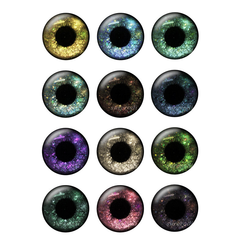 12 Pairs/bag 14mm Super Thin Glass Cabochons Eyes Chips for DIY Doll Eye Suitable for DIY Crafts BH171