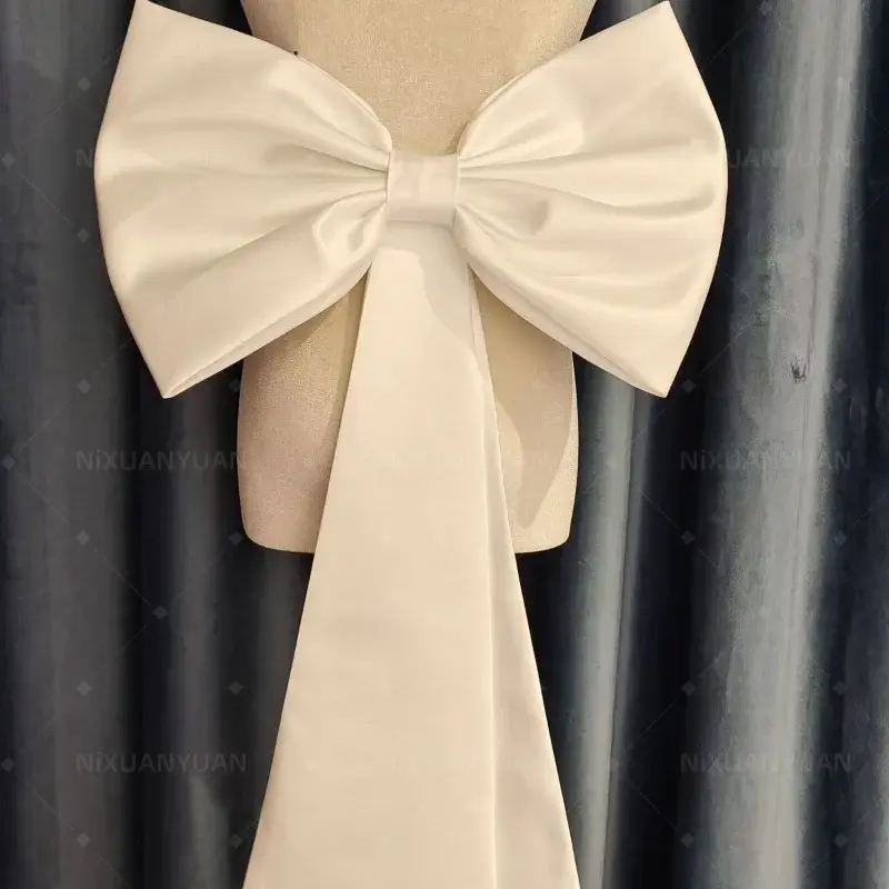 Sprzedaż hurtowa oddzielne satynowa kokarda suknia ślubna węzły zdejmowane suknie balowe satynowe węzły ze wstążką