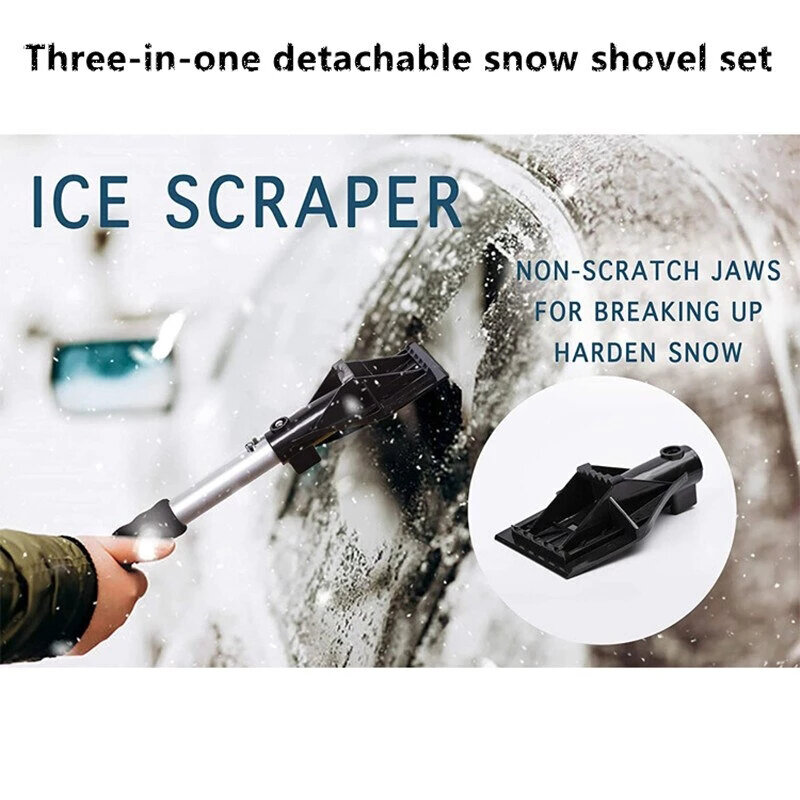 ที่ถอดออกได้และ Telescopic รถฤดูหนาวสแตนเลสหิมะพลั่วหิมะพลั่วน้ำแข็งพลั่วพลั่วหิมะสำหรับรถบรรทุก