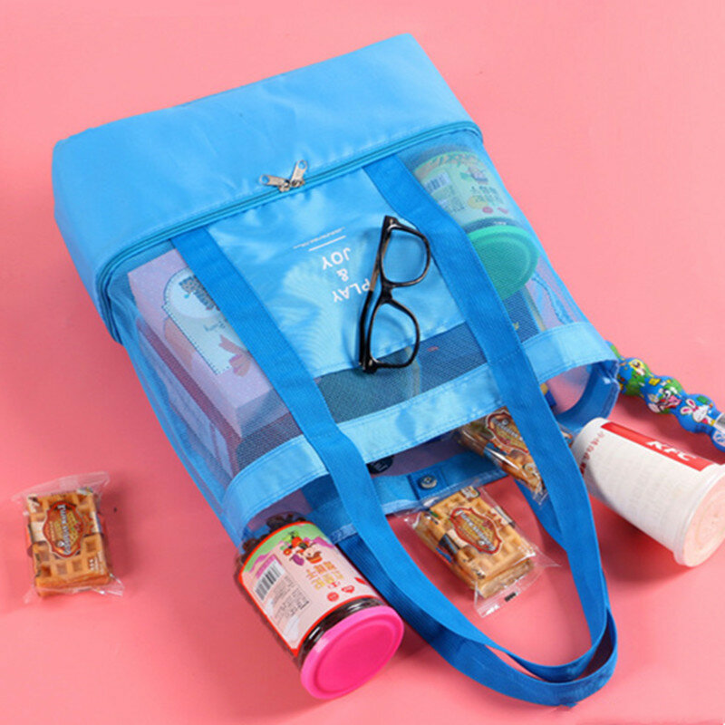 Теплоизоляционная сумка для ланча, Портативная сумка на плечо, сетчатый мешок-тоут для пикника, хранения пищи и напитков