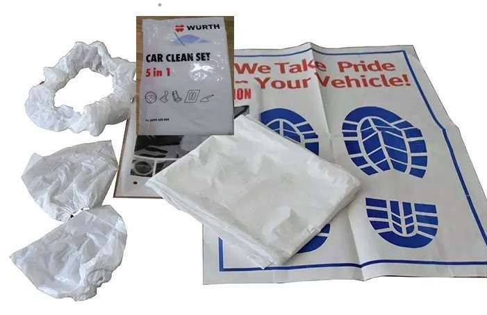 Sarung jok mobil sekali pakai plastik, sarung setir mobil Universal 5 dalam 1 Set harga pabrik