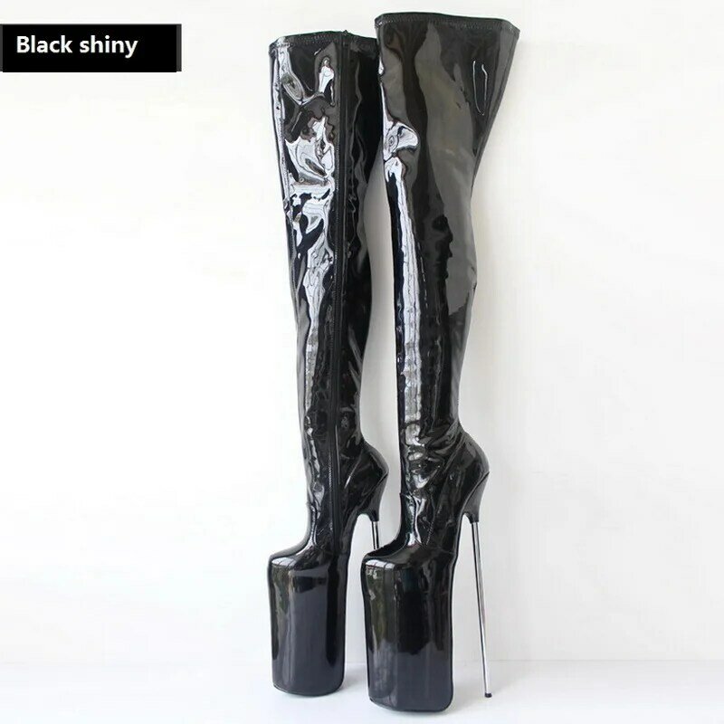 CACA 30cm Women Thigh Boots,Men Cosplay Shoes,Fetish Extremly High Heels Booties,Long Botas,Platforms,,Black,Red,Custom Colors