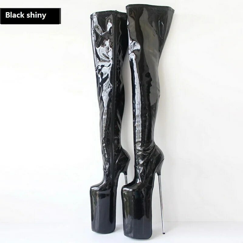 CACA-Thigh Boots Cosplay Shoes para homens e mulheres, saltos altos extremos, botas longas, preto, vermelho, cores personalizadas, 30cm