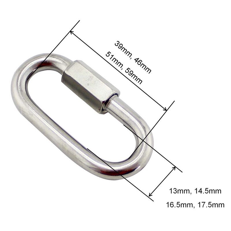 Conector de bloqueo de tornillo ovalado de acero inoxidable 304, aparejo de alta resistencia, 1 piezas, 5mm, 6mm, 7mm, 8mm