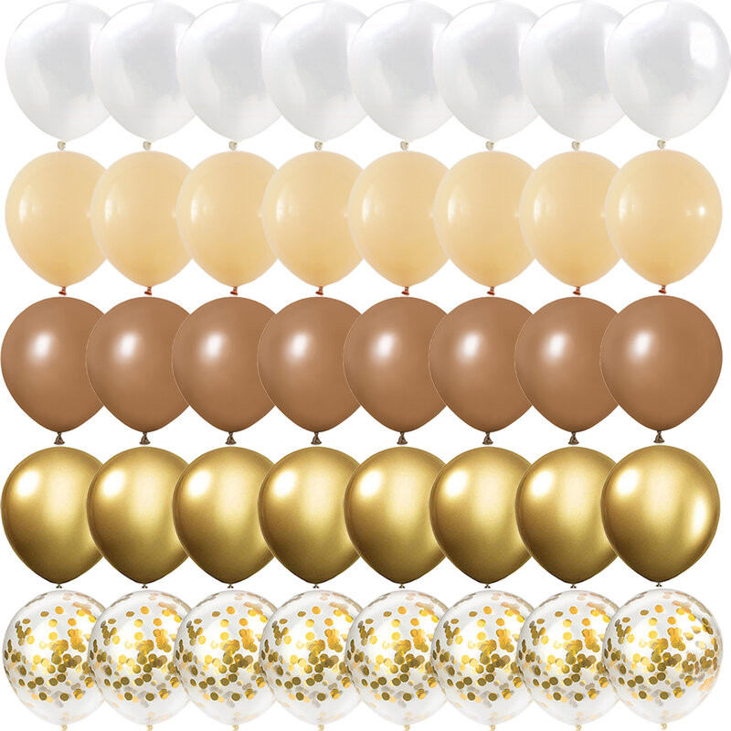 Balões Marrom Branco Glitter Dourado, Gênero Revelar, Casamento, Dia dos Namorados, Baby Shower, Decorações de Festa de Aniversário, 40Pcs