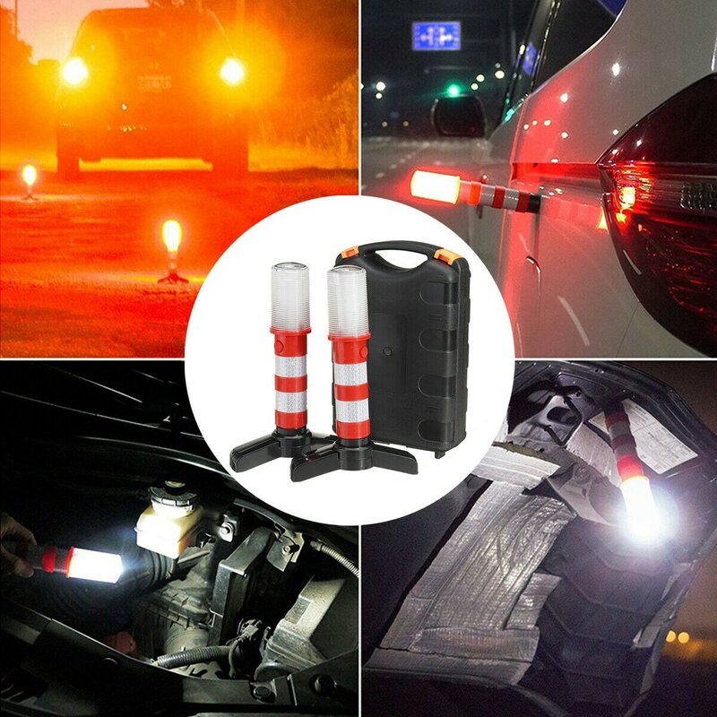 2Pcs LED Emergency Road Flash Flare Roadside Beacon Safety Strobe Warning