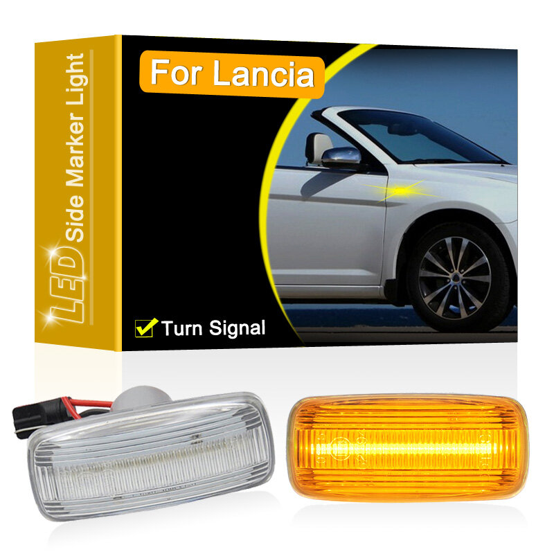 Conjunto de lámpara de marcador lateral LED, lente transparente de 12V, Flavia Para Lancia 2011-2014, luz intermitente
