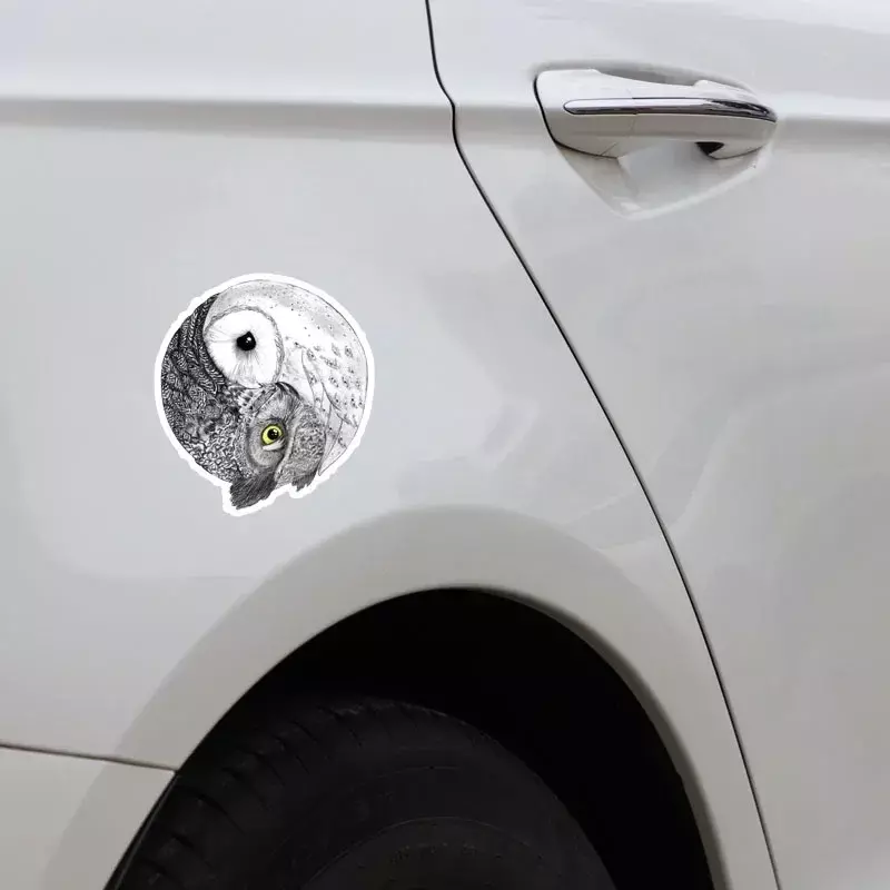 TXCT kepribadian Tai Chi burung hantu hewan lucu kreatif pemodelan goresan kualitas tinggi stiker mobil PVC, 10cm