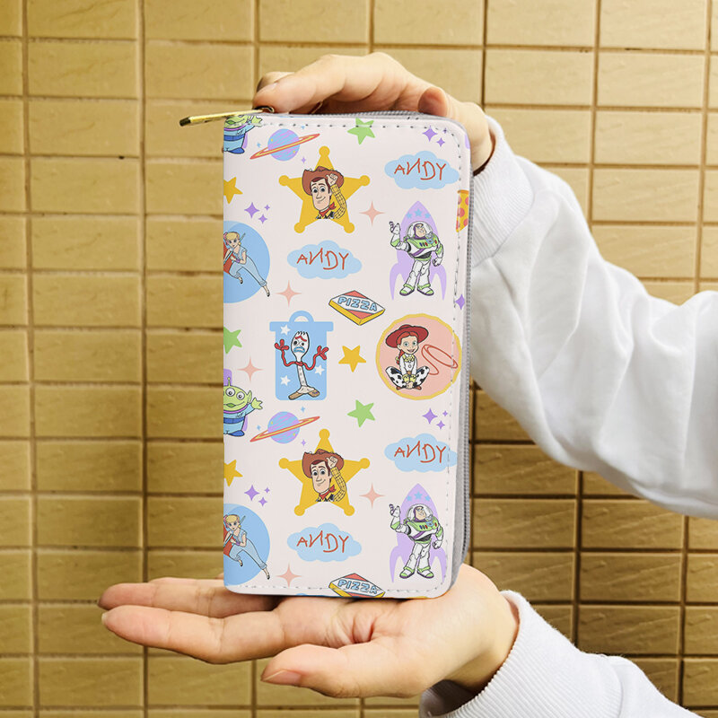 Disney-maletines de Anime Toy Story Woody Buzz W5999, monedero con cremallera de dibujos animados, monederos informales, bolso de almacenamiento para tarjetas, regalo