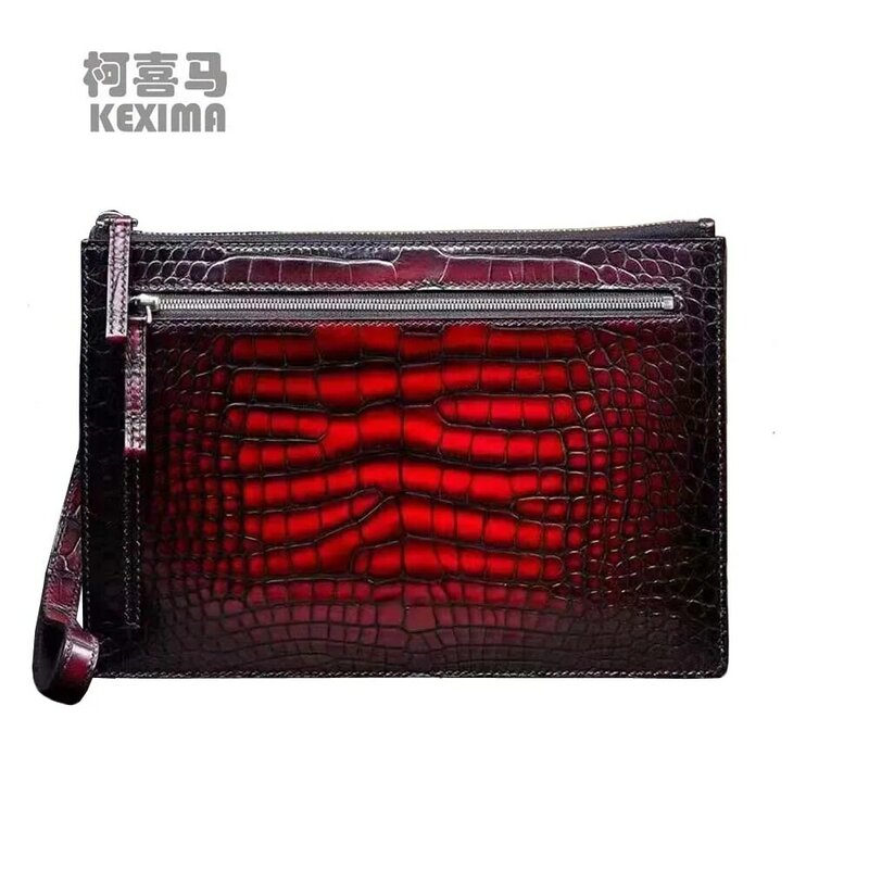 Yingshang-Bolso de mano de piel de cocodrilo para hombre, bolsa de mano masculina, bolso de mano con cepillo de color