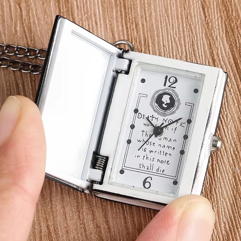 Anime japonês Death Note Livro Quartz Pocket Watch para homens e mulheres, colar antigo relógio de corrente, pingente de corrente