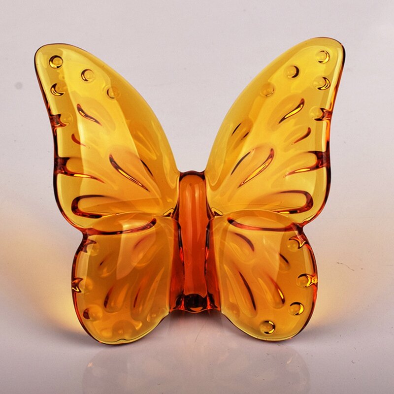 Vidro cristal borboleta ornamentos, Vibrantemente com ornamento cor brilhante, Home Decor, Decoração Artesanato