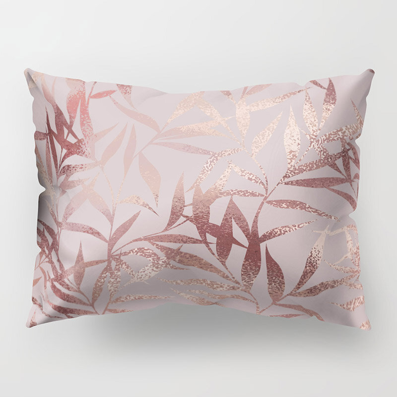 Zhenhe fio de ouro rosa luxo capa de almofada de impressão dupla face para o quarto sofá decoração 12x2 0 Polegada (30x50cm)