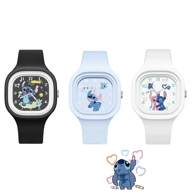 Reloj deportivo de silicona para niños, cronógrafo de dibujos animados de Disney, Lilo & Stitch, Mickey y Minnie, regalo de juguete para niños