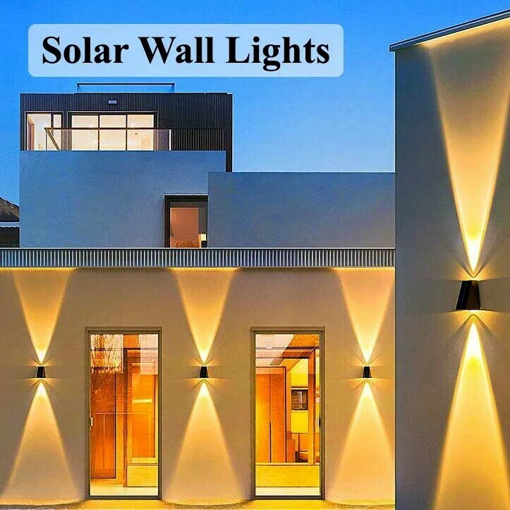 External Solar Lights Outdoor Wall Washer Sconce Facade Lamp Porch LED Light Decor Garden Solar Lighting Decoration Luminaire