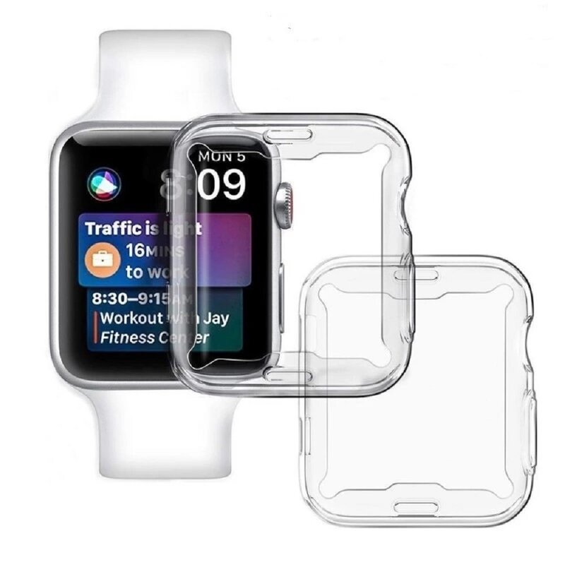 Smukłe etui na cały telefon do Apple Watch Series 8 7 6 5 4 3 SE osłona silikonowa do iWatch 38 40 41 42 44 45 49MM przezroczysta osłona ekranu TPU