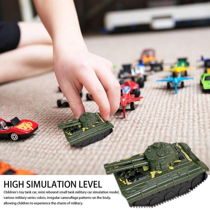 Czołgi z Pullback, Mini Tank zabawkowy Model pchać i wychodzić czołgi na pomysłowe zabawy, upominają się o zaopatrzenie w wypełniacze dla dzieci chłopców