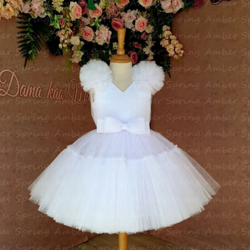 Białe piękne kwiaty dziewczyny sukienki pierwsze urodziny księżniczki boże narodzenie szata na imprezę sesja zdjęciowa dla dzieci spódnica Tutu