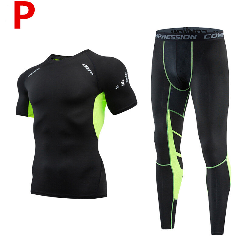 T-shirt de compression pour homme, couche de base, haut, pantalon de course, basket-ball, cyclisme, fitness, entraînement, jogging en plein air, sport