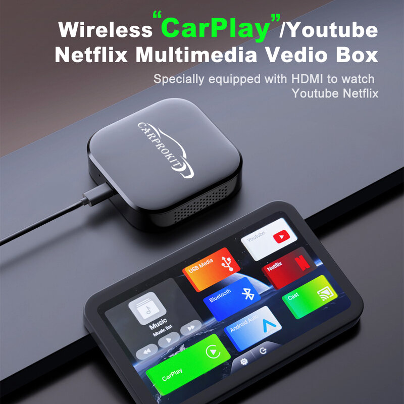 CARPROKIT ไร้สาย Apple CarPlay USB Dongle Android อะแดปเตอร์อัตโนมัติ Android 11 OS เล่น Ai กล่อง Netflix YouTube วิดีโอ HDMI ผู้เล่น