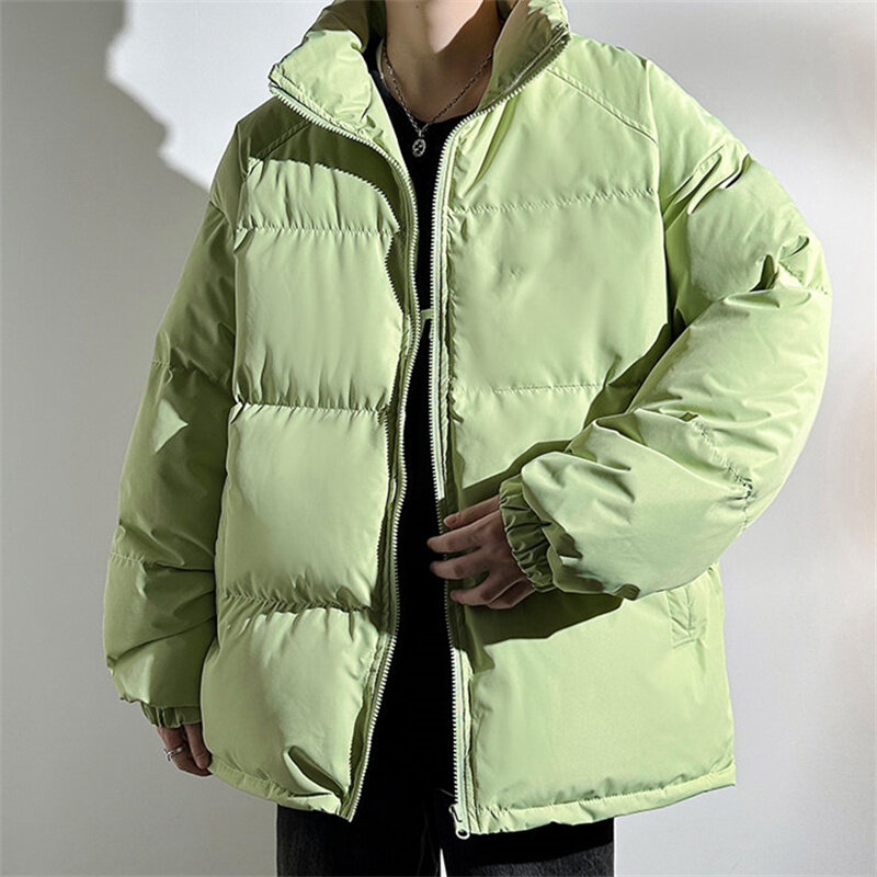 Mantel katun kerah berdiri pria, jaket katun longgar dan hangat kasual serbaguna 2023 untuk musim dingin
