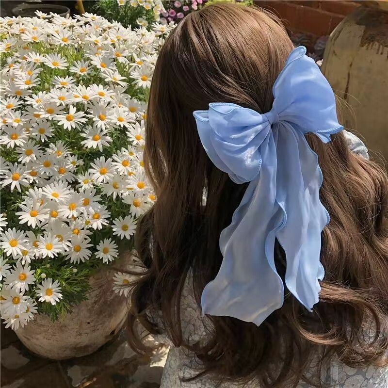 Pince à cheveux princesse multicouche pour femme, nœud de ruban nacré, épingles à cheveux de printemps élégantes, pièce de sauna coréenne, accessoires pour cheveux doux