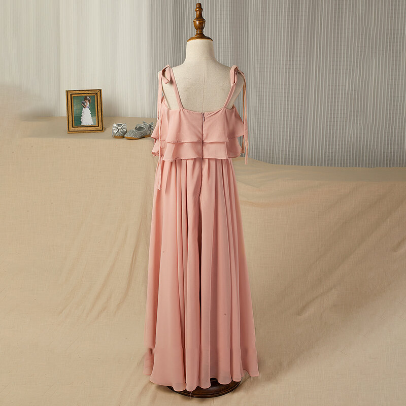 YZYmanualroom-Robe de demoiselle d'honneur en mousseline de soie, ligne A carrée, longueur au sol, 2-15T
