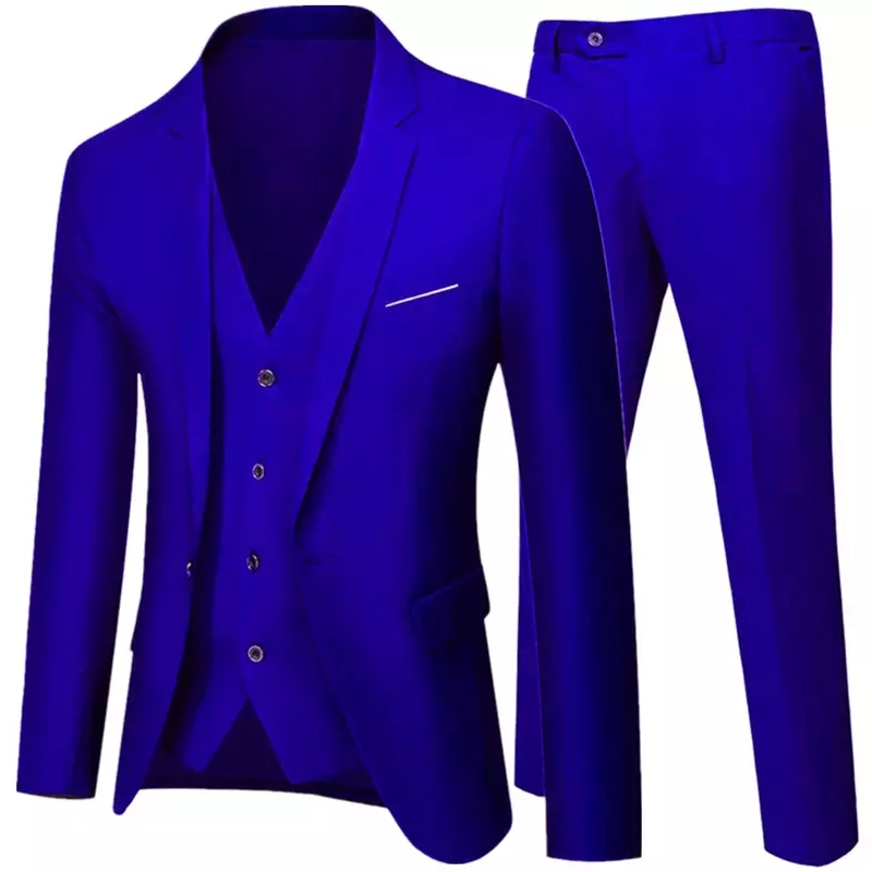 Jaqueta masculina de terno de negócios, casaco, blazers, calças, colete, três peças, calças, colete, tamanho grande, vestido profissional, casamento, conjunto de 3 peças