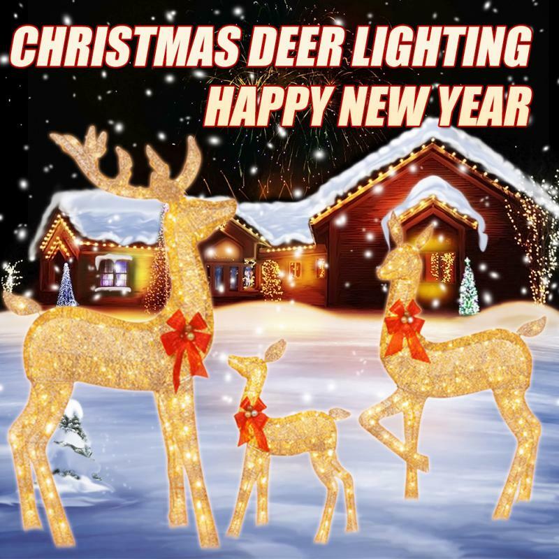 Lumière scintillante de jardin de Rotterdam, décoration ornementale de Noël, décor festif de renne, décor à la maison festif, renne plonger oyant