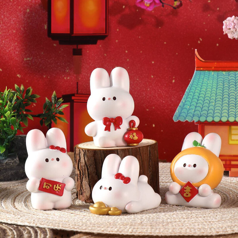 Resina Cartoon Lucky Rabbit Car Ornament Micro Landscape Bonsai Decoration Desktop Creative gingillo accessori per la casa figurine