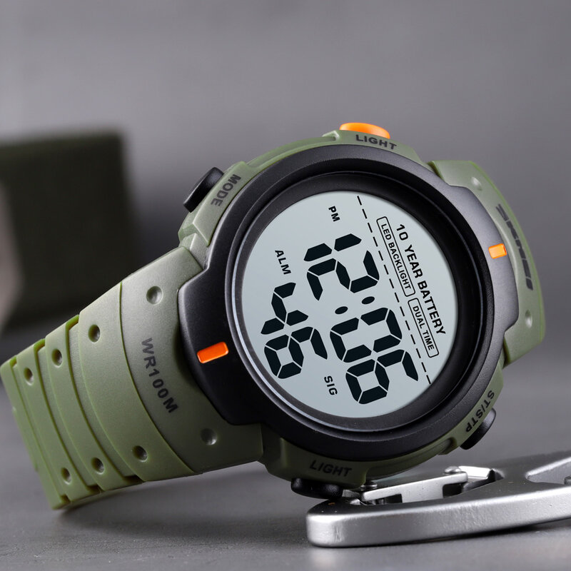 SKMEI 1560 mężczyźni 2 raz 10 lat bateria budzik reloj hombre Sport zegarki Fitness męski cyfrowy 100M wodoodporny zegarek na rękę