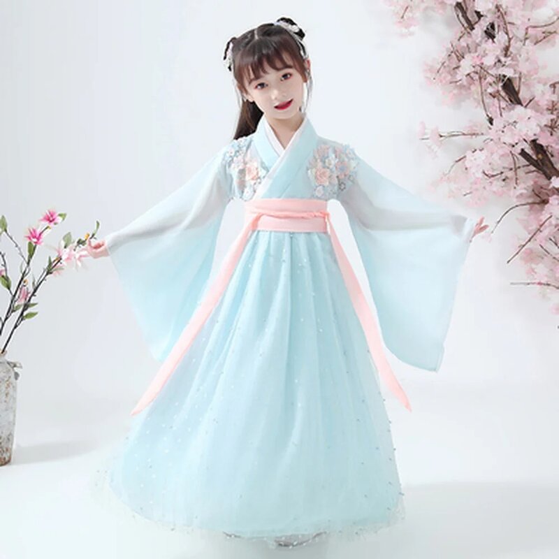 子供のための古代中国の衣装,妖精のドレス,コスプレ,漢服,フォークダンス,ショーウェア,女の子のための伝統的な中国の衣装