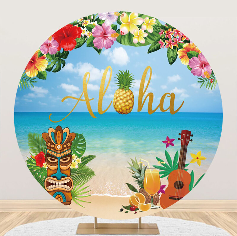 Hawaii Summer Round Backdrop Baby Portrait Photographic Photography Backgrounds Pool Party Decor Photo Studio Props Photocall