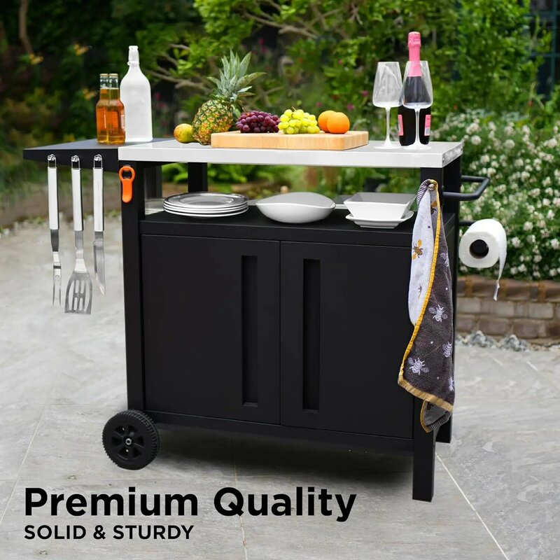 Outdoor Grill Cart com armazenamento, Modular BBQ Cart, Bar Pátio, Cozinha Ilha, Prep Stand Cabinet, XL