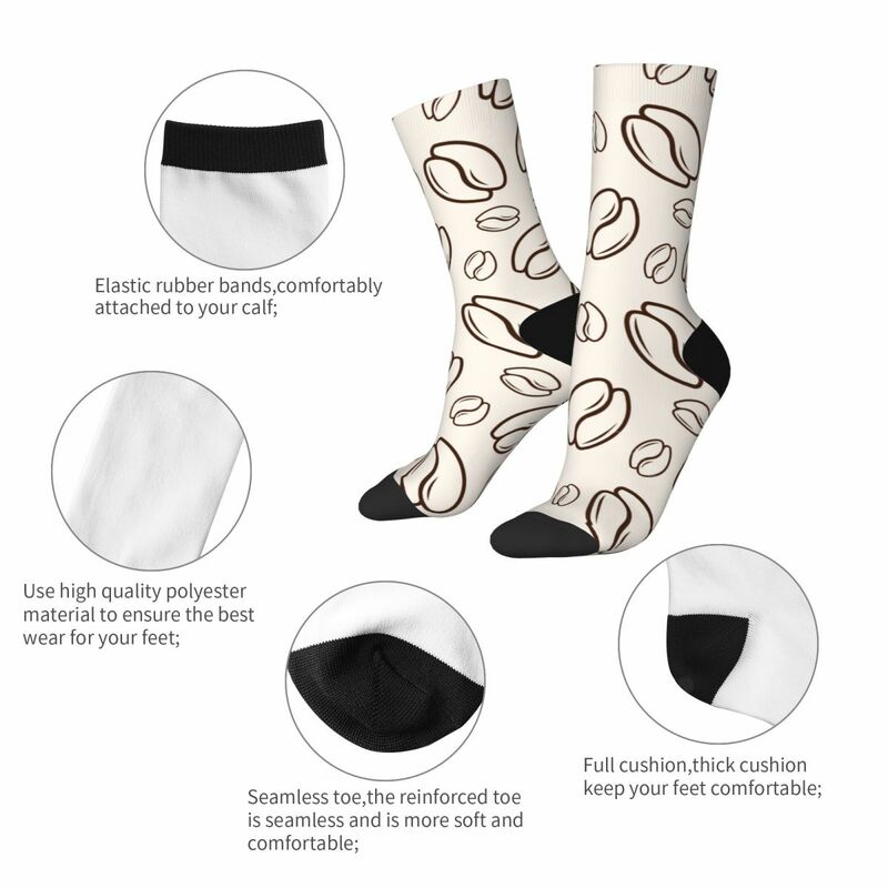 Coffee Bean Drawn Line Art calzini per adulti calzini a compressione da uomo Unisex Band Harajuku senza cuciture stampato divertente novità calzino dell'equipaggio