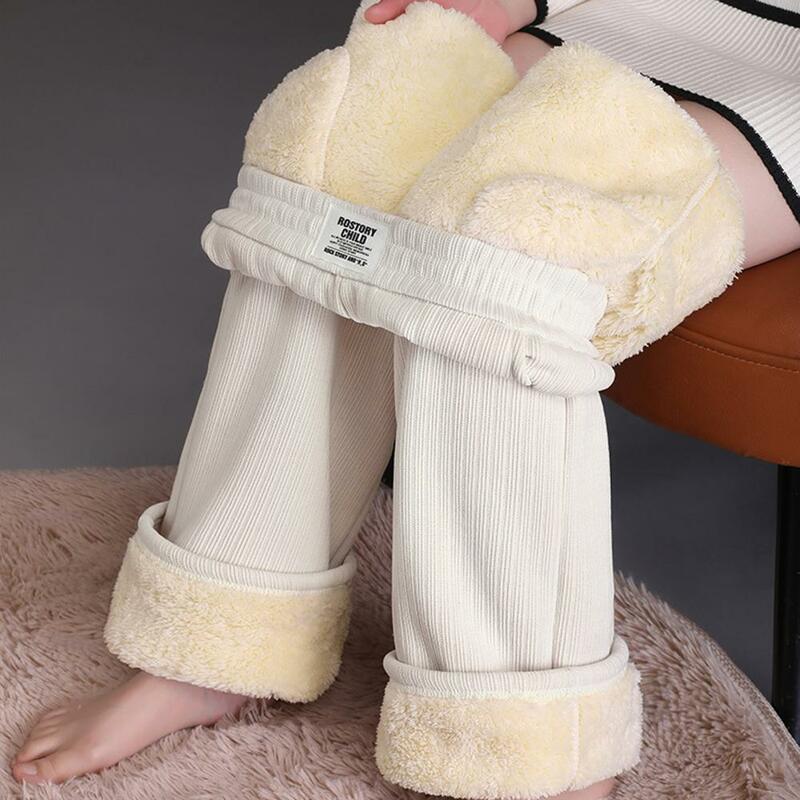 Winter Thick Plush Wide Leg Pants Casual Thicken Warm Baggy Sweatpants Women High Waist Korean Casual Plush Straight Pantalones